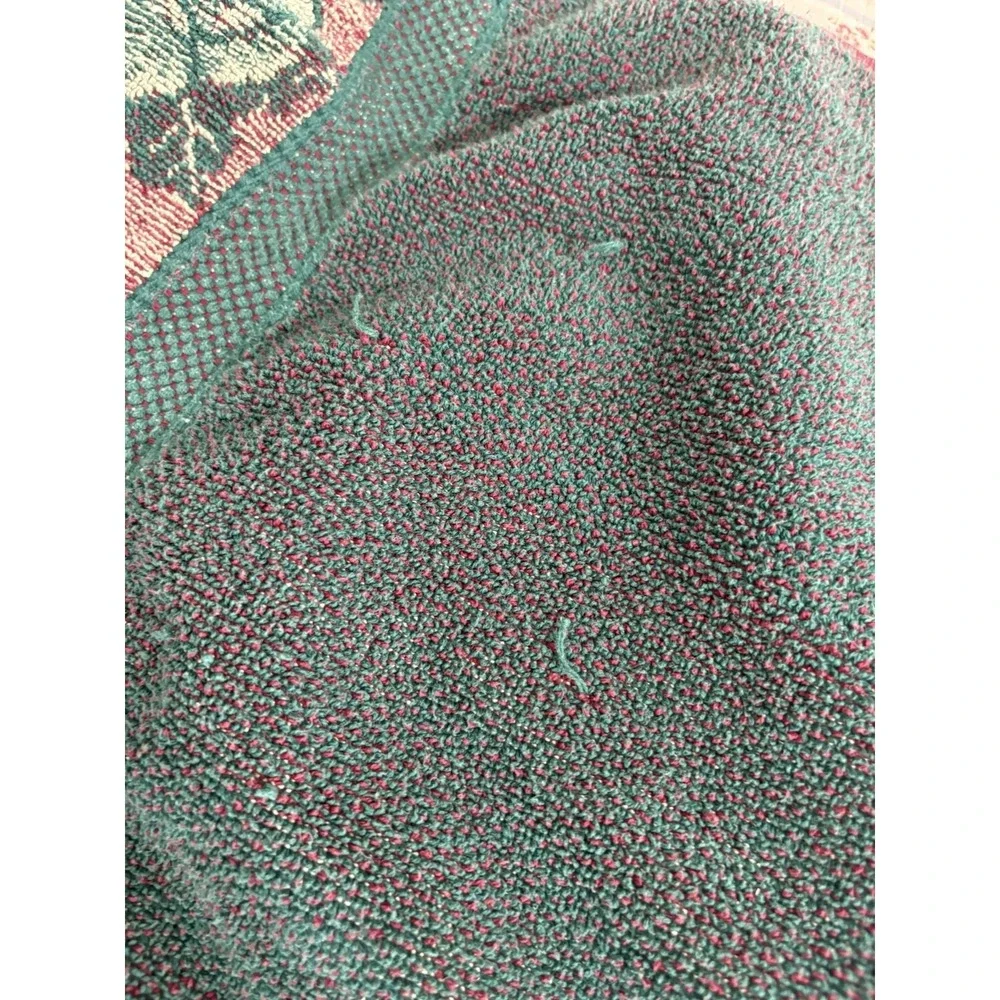 Vintage Cannon Royal Family Green Rose Floral Cttn Bath Towel Washcloth 6pc Set